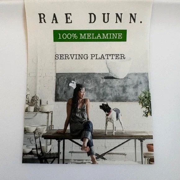 Rae Dunn Lucky St Patricks Day Melamine Serving Platter White Green Clover 19in - Picture 4 of 6